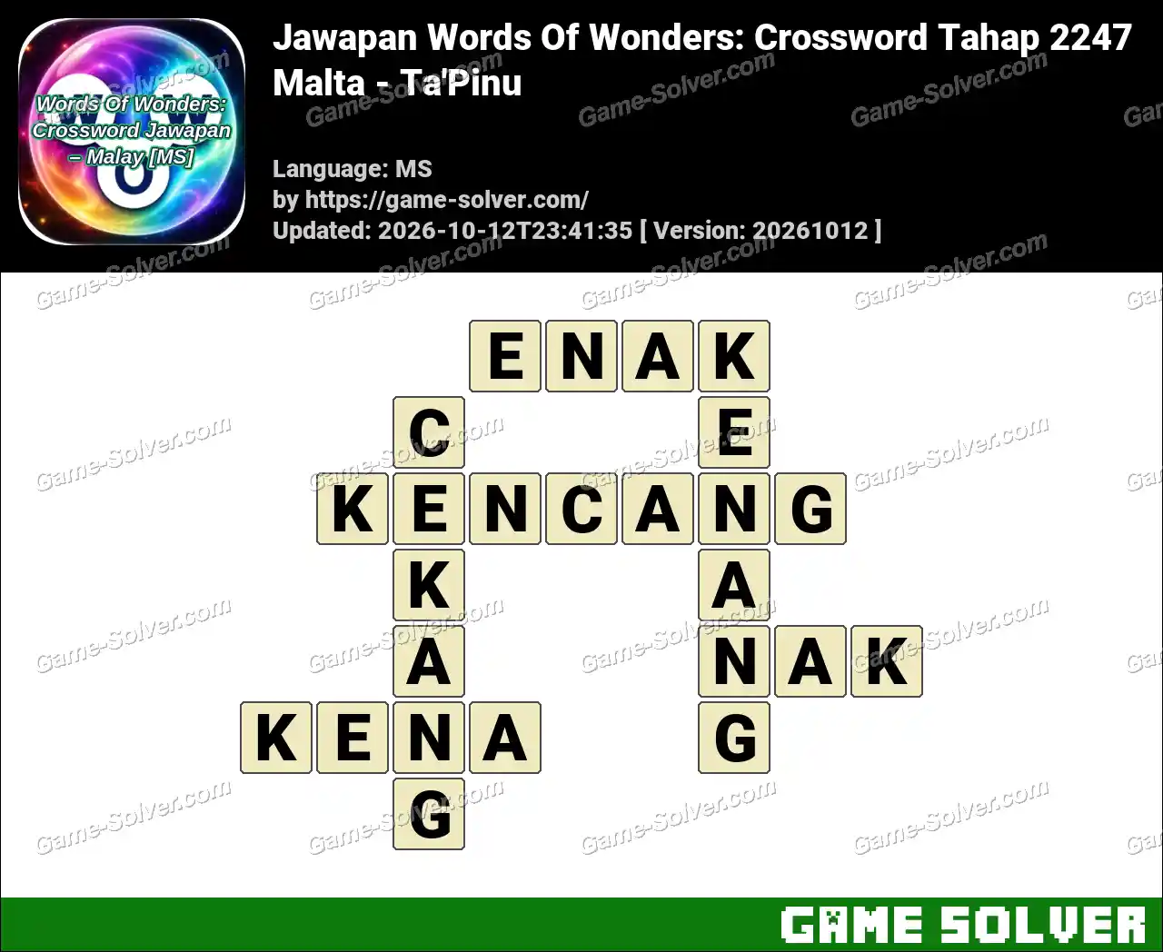 Jawapan Words Of Wonders: Crossword Tahap 2247 – Malta – Ta’Pinu